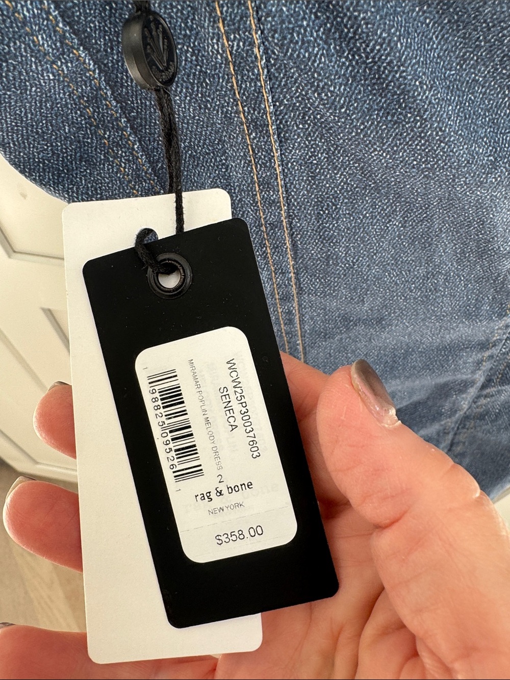 Rag and bone Blue Denim Maxi Slip Dress with Spaghetti Straps - Picture 5 of 6